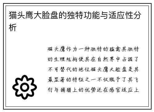 猫头鹰大脸盘的独特功能与适应性分析